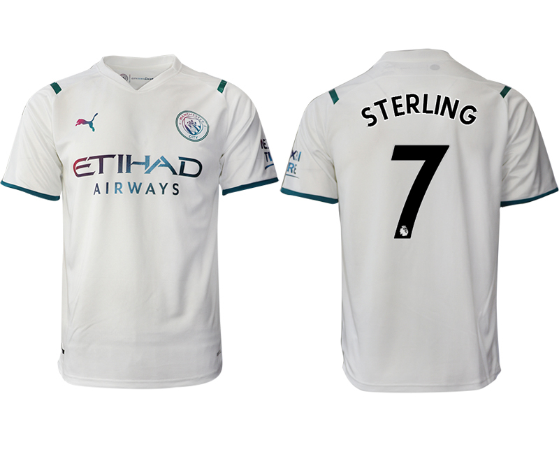 Men 2021-2022 Club Manchester city away aaa version white #7 Soccer Jersey